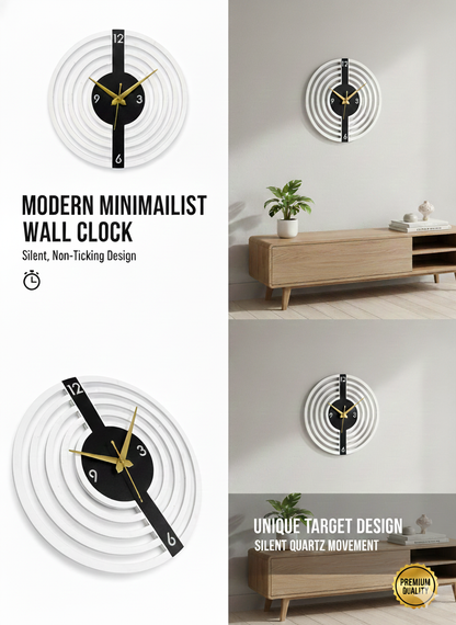 Modern Geometric 3D Wall Clock – 30cm Round Acrylic & MDF Wood Silent Timepiece with Natural Backlight