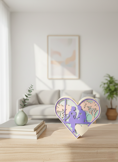 Handcrafted 3D Layered Wooden Heart Wall Art