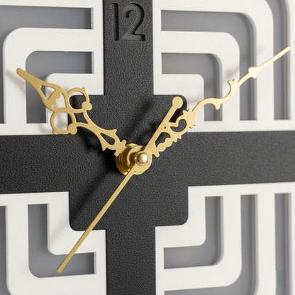 Modern Geometric Square Wall Clock - 3D Layered Acrylic & MDF Wood (30cm)