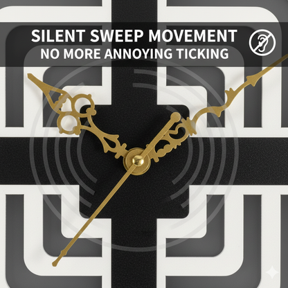 Modern Geometric Square Wall Clock - 3D Layered Acrylic & MDF Wood (30cm)