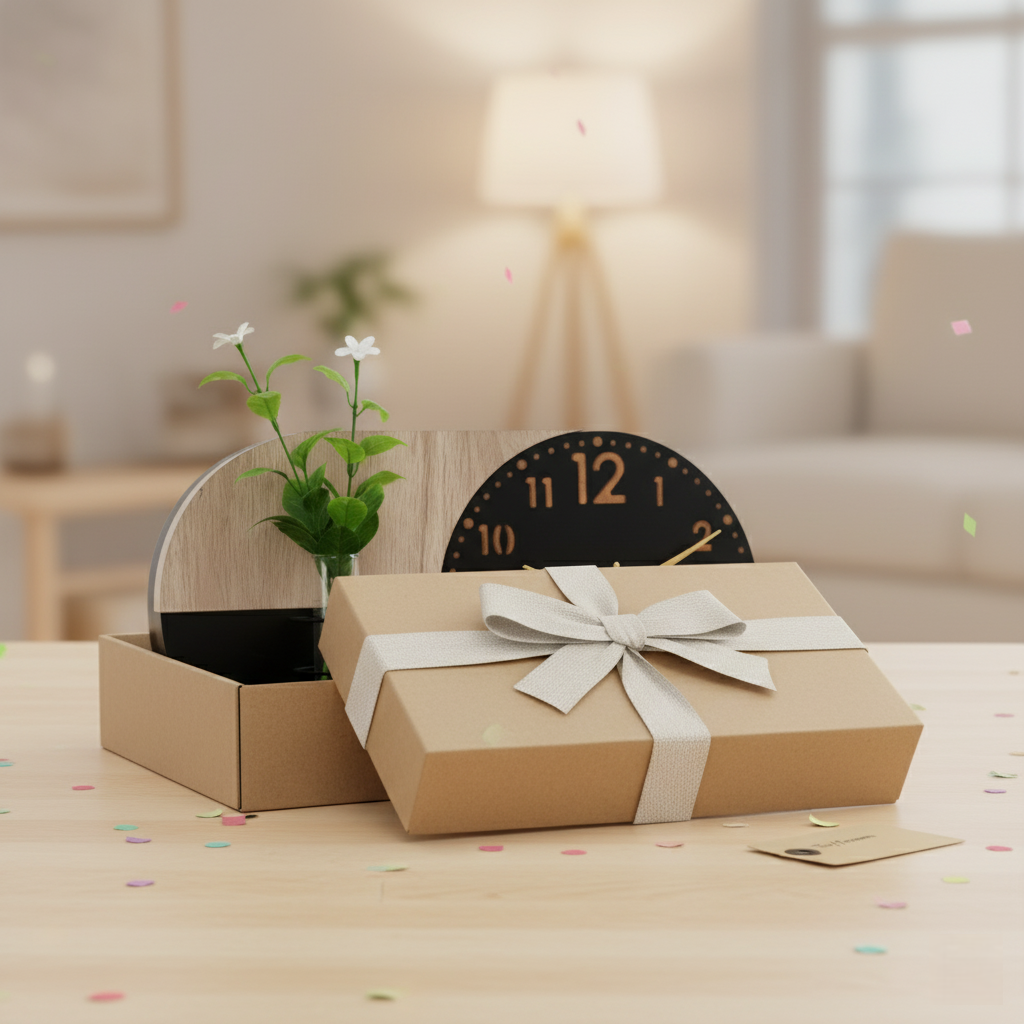 modern wall clock decorative clock for living room, office, bedroom 54x30cm black & wood