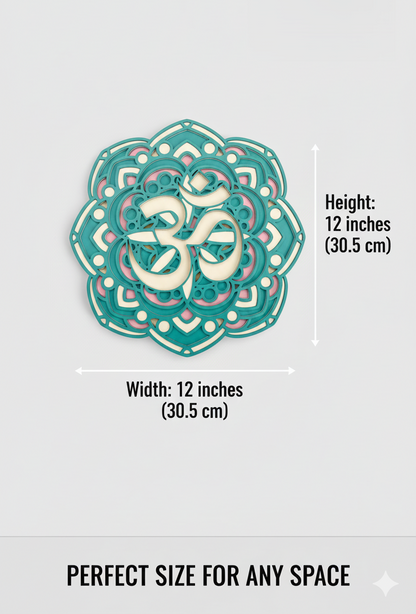 3D Layered Om Mandala Wall Art – 12" Hand-Finished MDF Wood Decor with Premium PU Polish