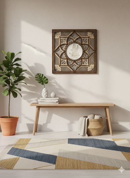 3D Wooden Khodiyar Maa Wall Art (30x30cm) | Laser-Cut Spiritual Home Decor | Premium Mandir Gift