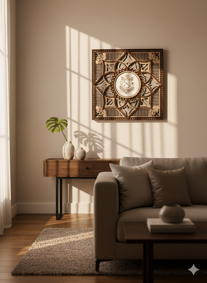 3D Wooden Ganesha Mandala Wall Art