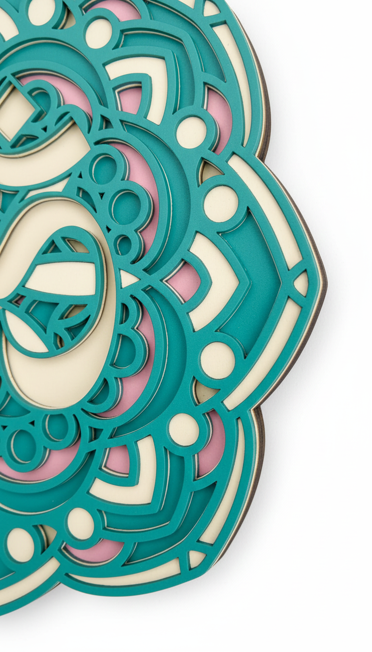 3d layered om mandala wall art – 12" hand-finished mdf wood decor with premium pu polish
