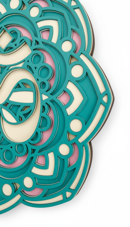 3D Layered Om Mandala Wall Art – 12" Hand-Finished MDF Wood Decor with Premium PU Polish