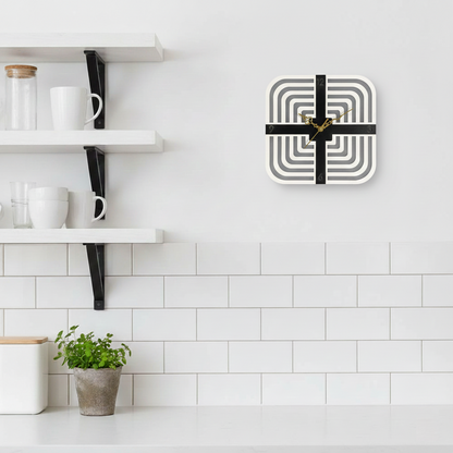 Modern Geometric Square Wall Clock - 3D Layered Acrylic & MDF Wood (30cm)