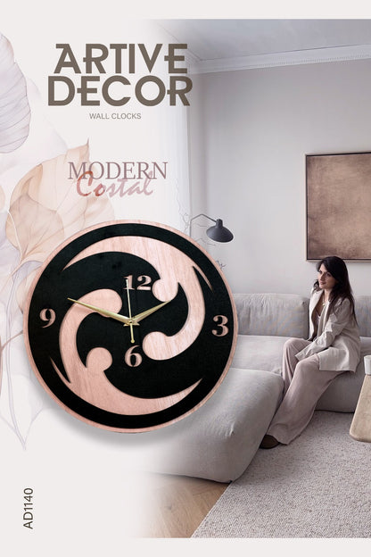 Modern Swirl Wooden Wall Clock