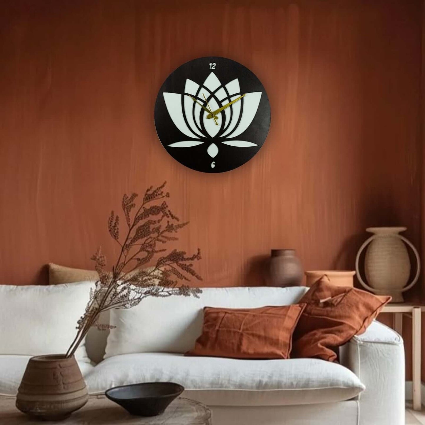 elegant lotus design wall clock