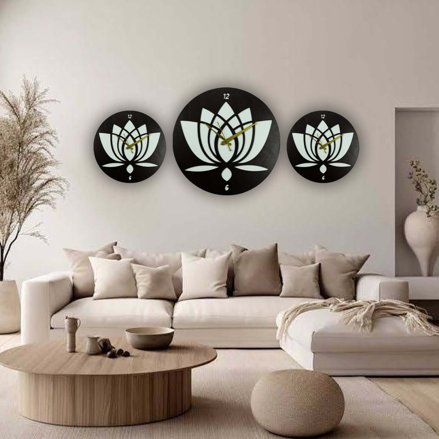 elegant lotus design wall clock