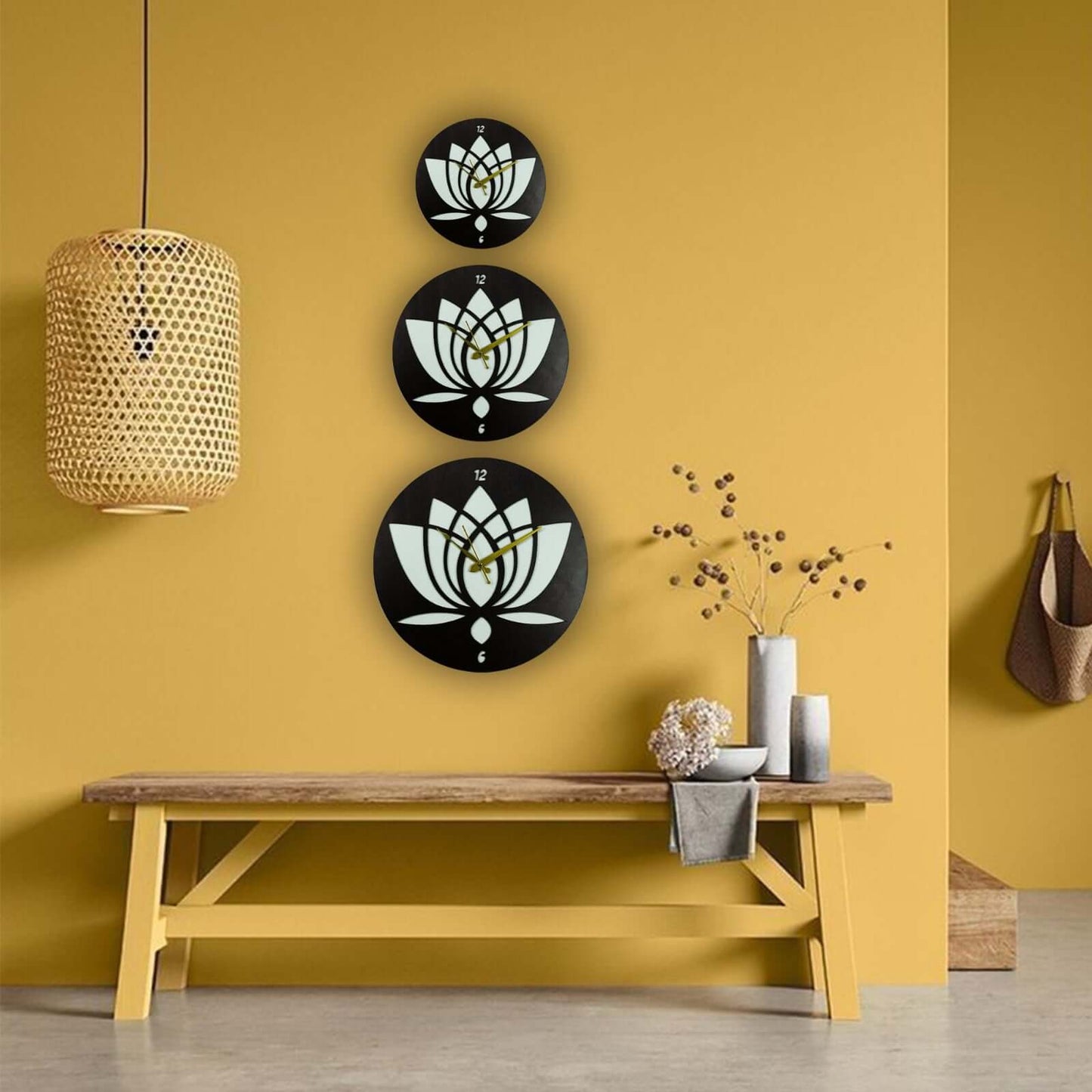 elegant lotus design wall clock