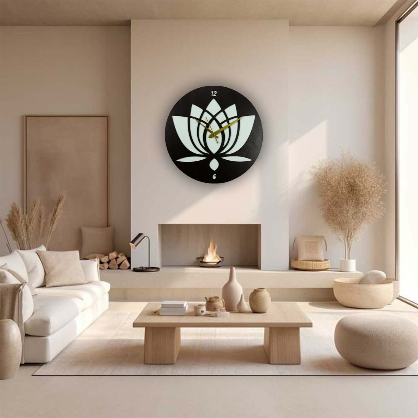 elegant lotus design wall clock