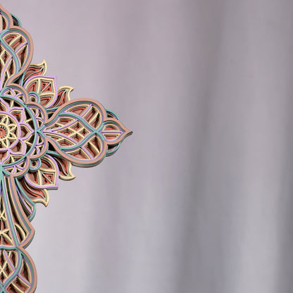 Jesus Cross Intricate 7-Layer Mandala Wooden Cross