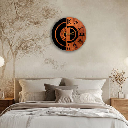 Modern Wooden Wall Clock with Roman Numerals