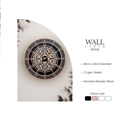 Ornate Roman Numeral Wooden Wall Clock