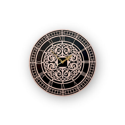 Ornate Roman Numeral Wooden Wall Clock