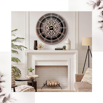 Ornate Roman Numeral Wooden Wall Clock
