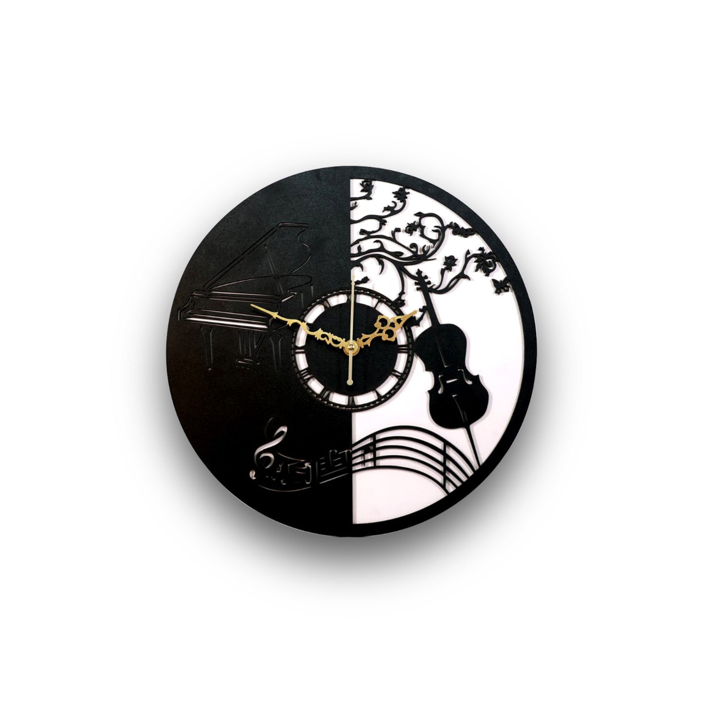 musical theme wooden wall clock
