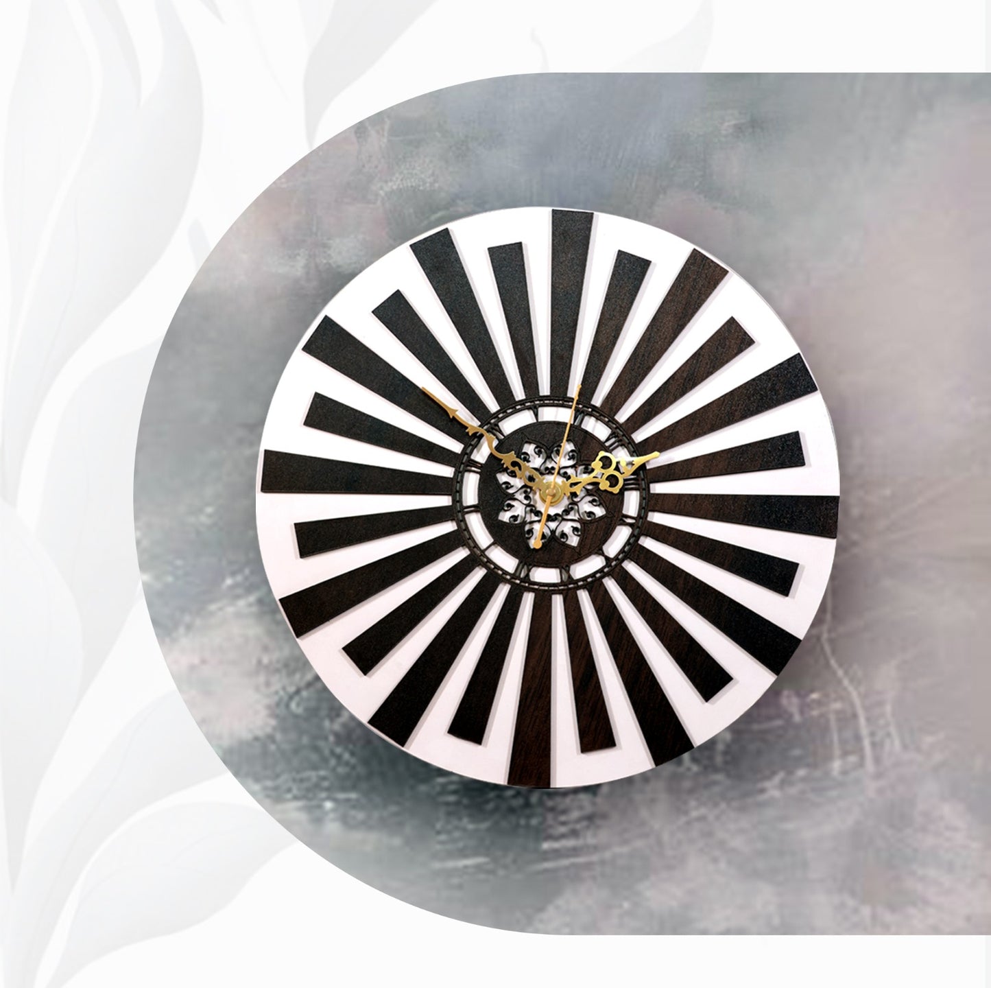 artivedecor sunburst graphic silent wall clock