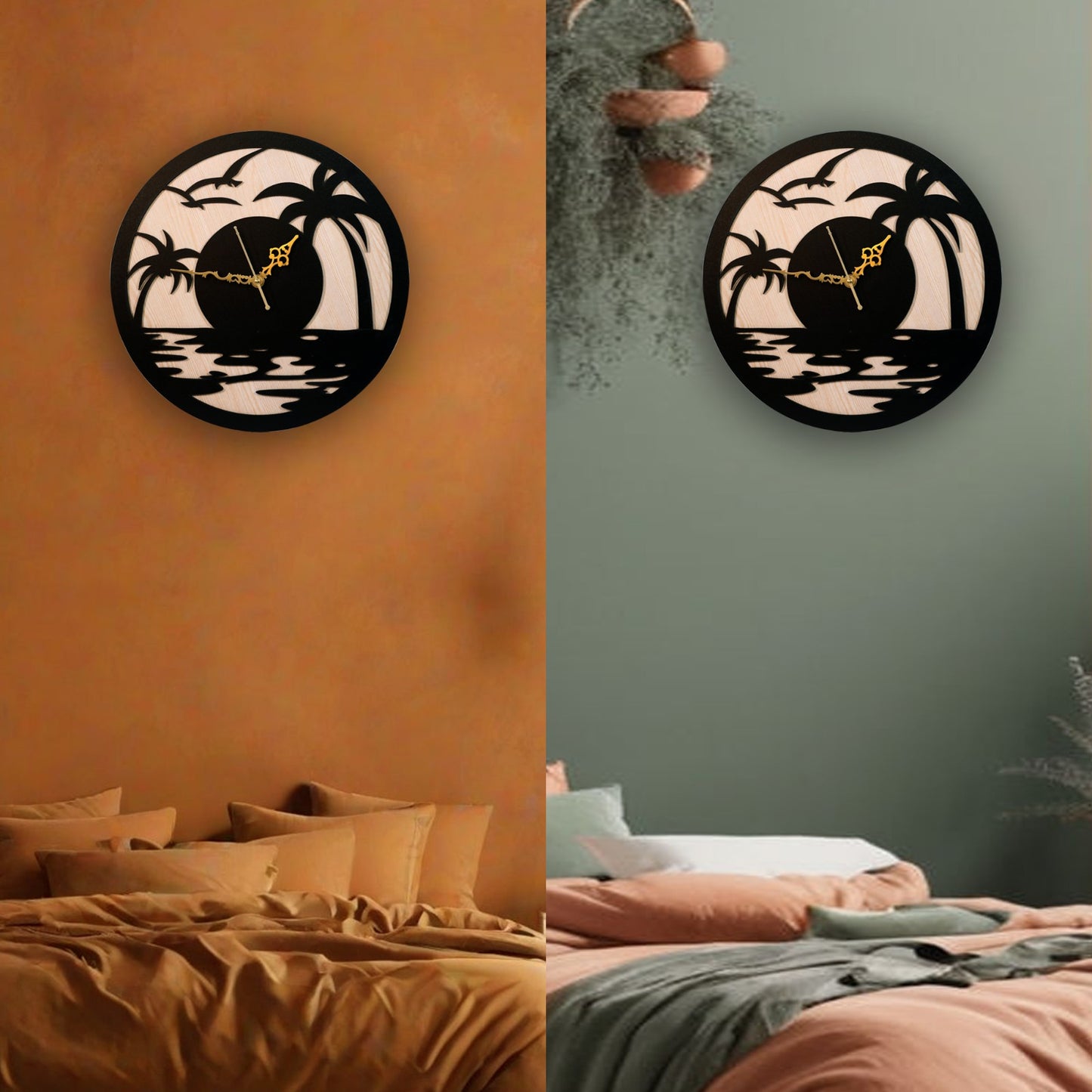 tropical sunset wall clock