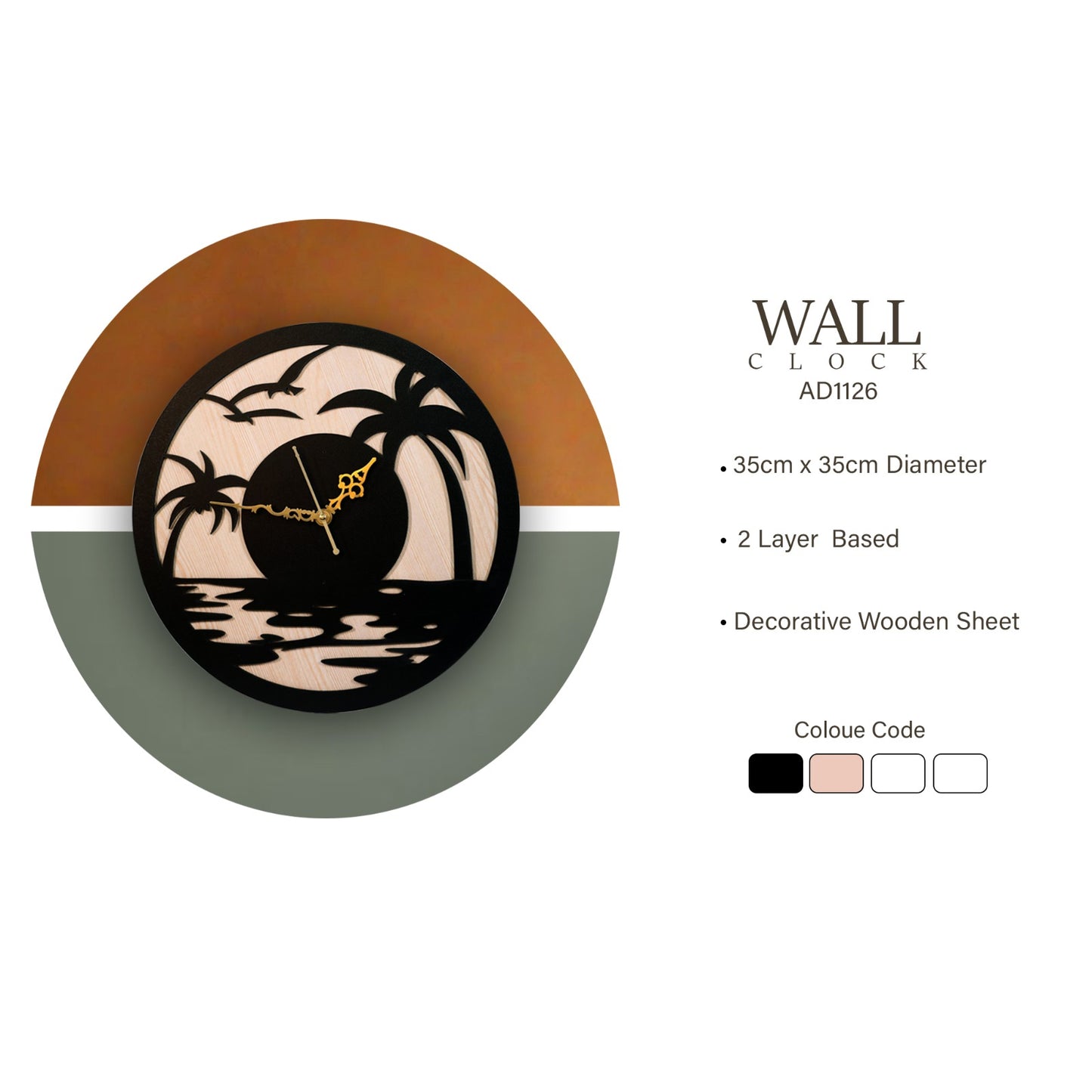 tropical sunset wall clock