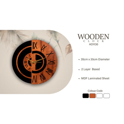 Modern Wooden Wall Clock with Roman Numerals