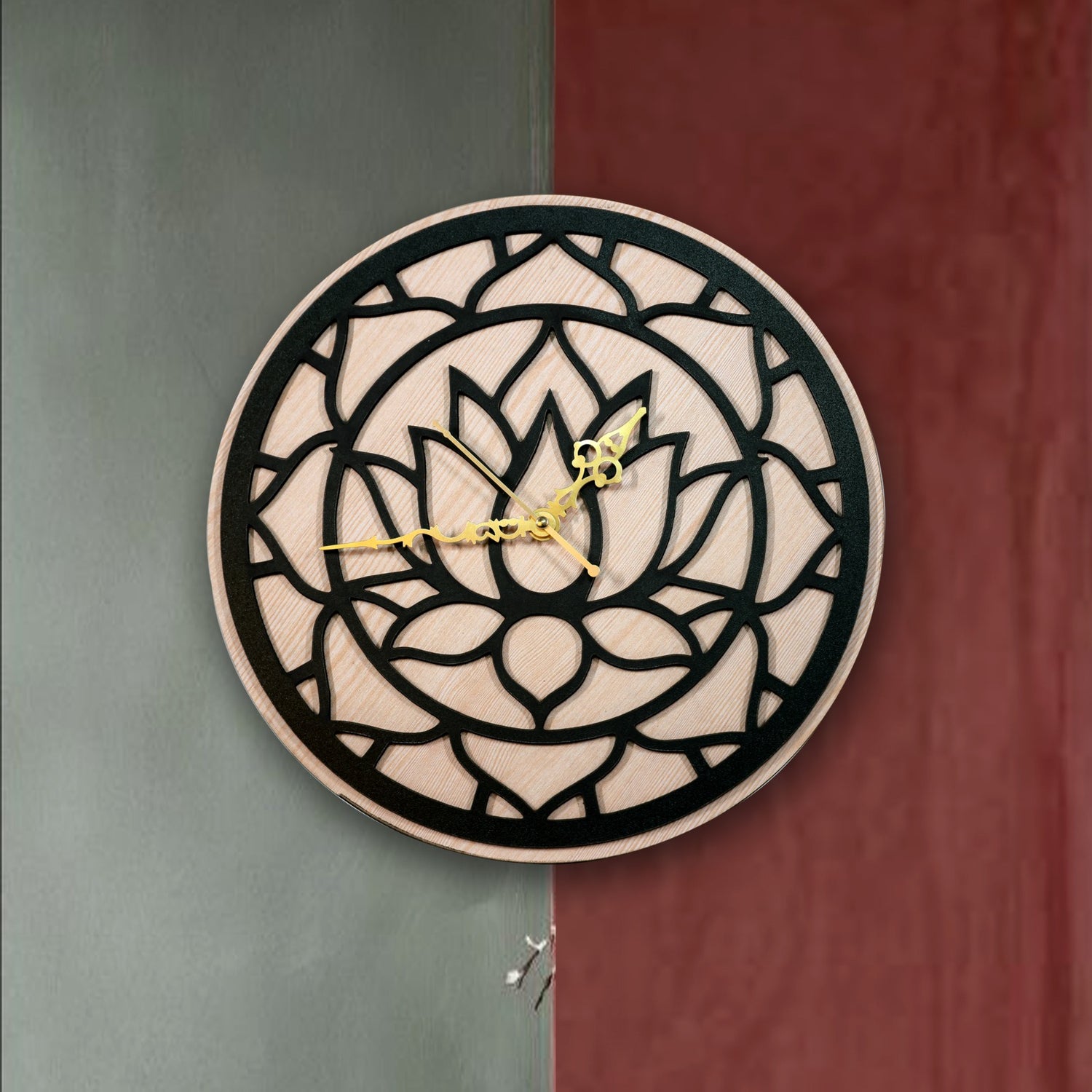 Lotus Design Wooden Wall Clock
