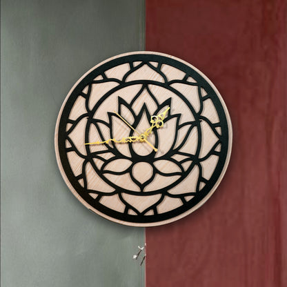 Lotus Design Wooden Wall Clock