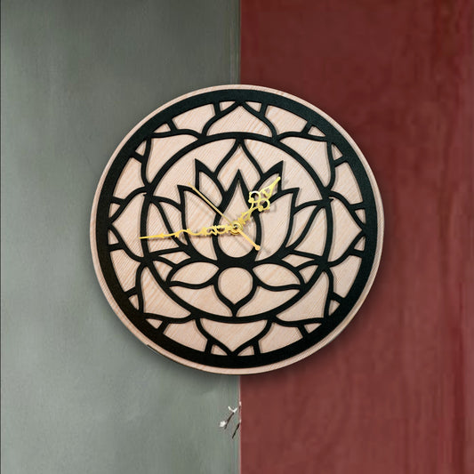 Lotus Design Wooden Wall Clock