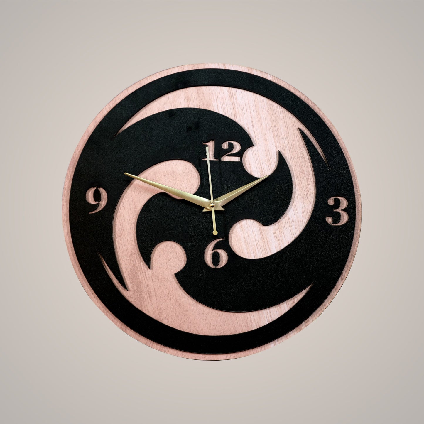 modern swirl wooden wall clock