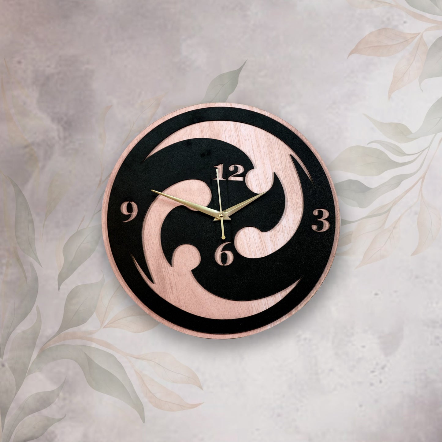 modern swirl wooden wall clock
