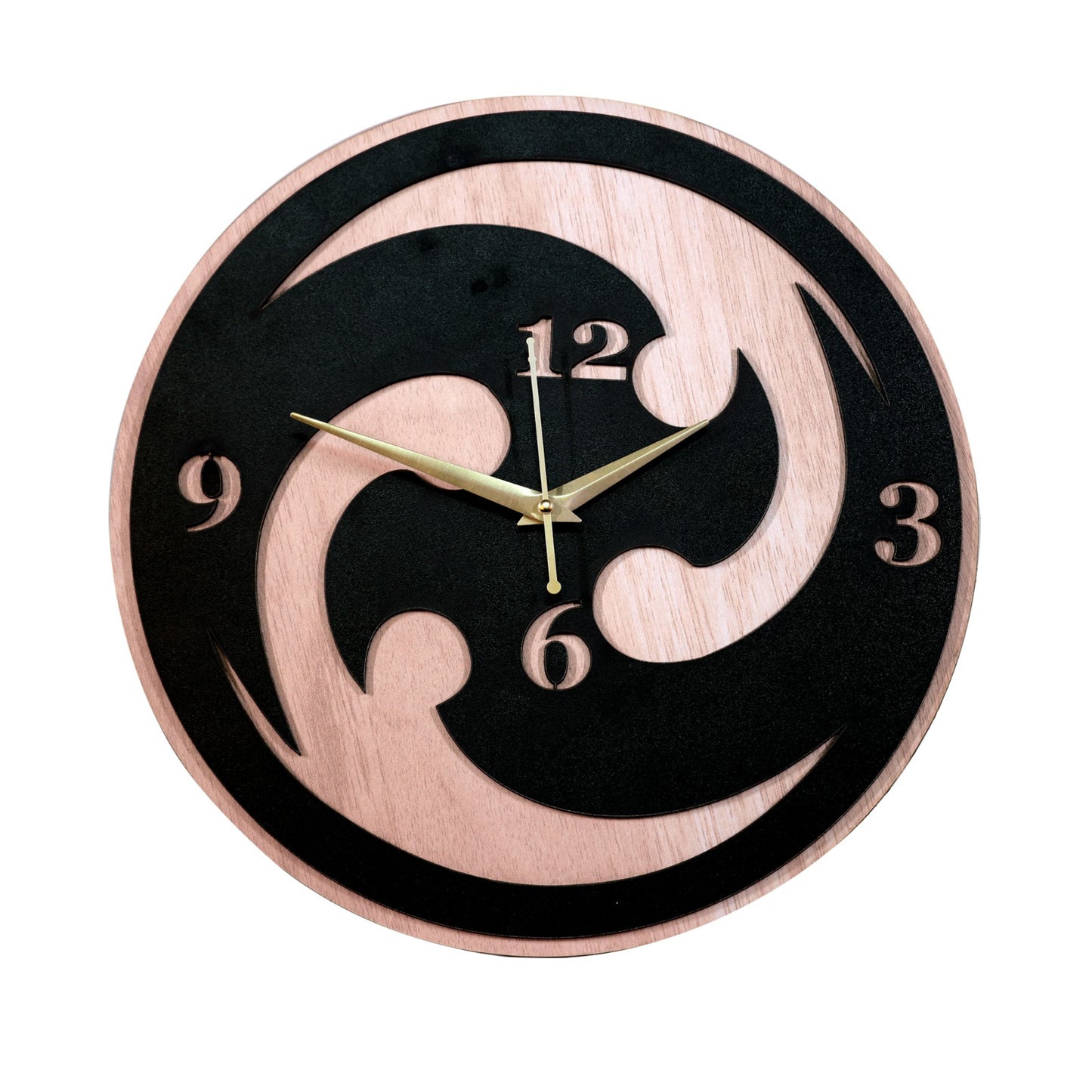 modern swirl wooden wall clock