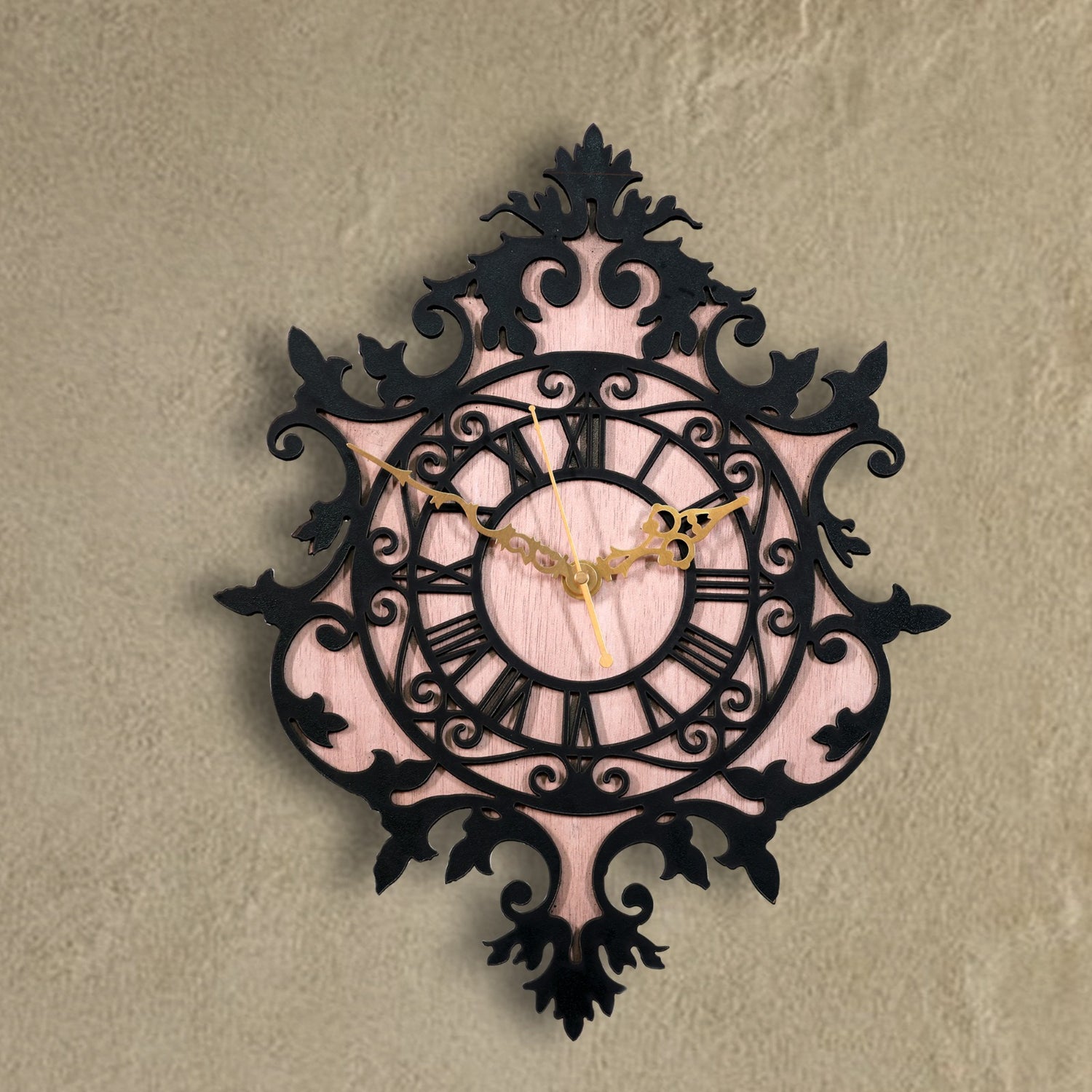 Ornate Wall Art Wooden Clock