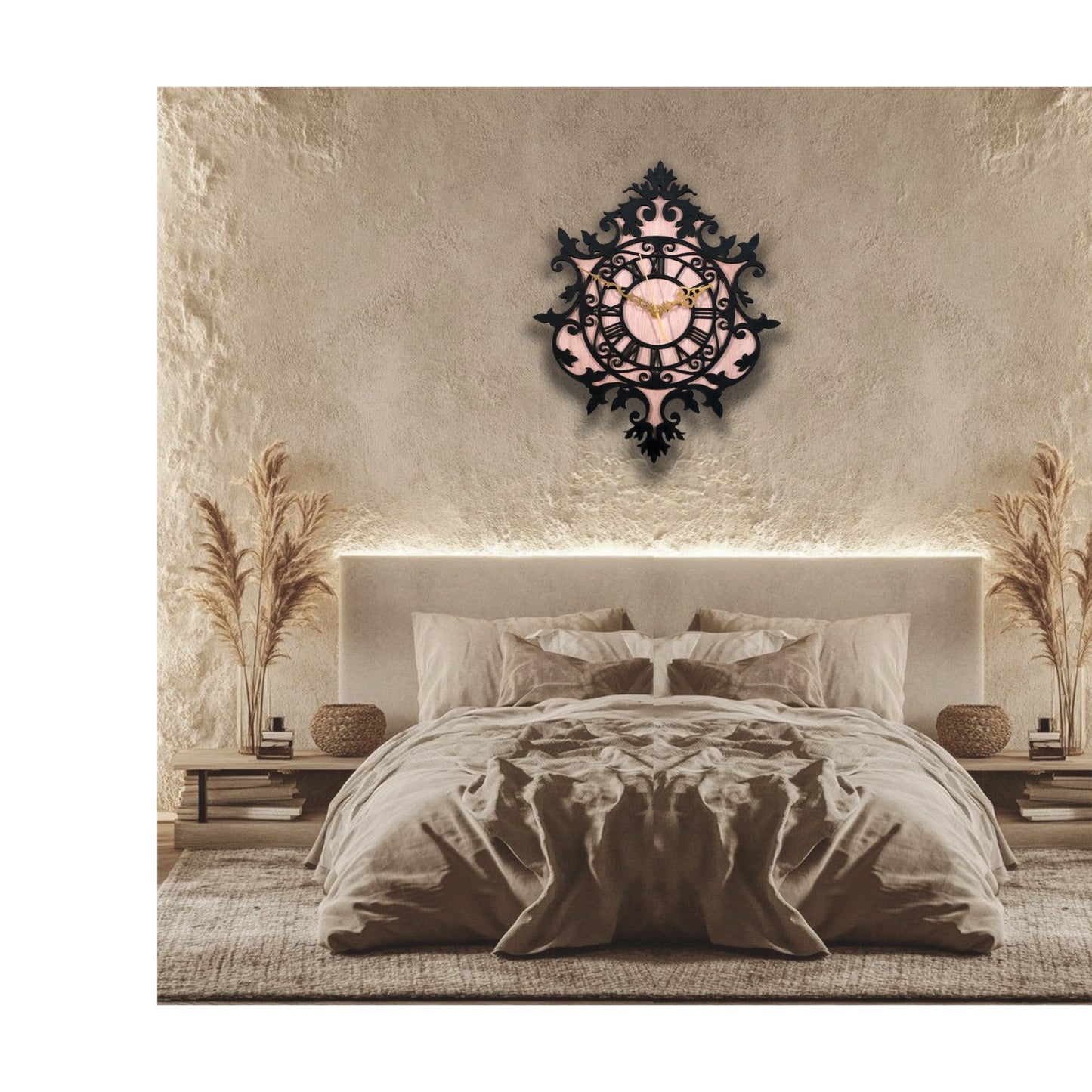 ornate wall art wooden clock