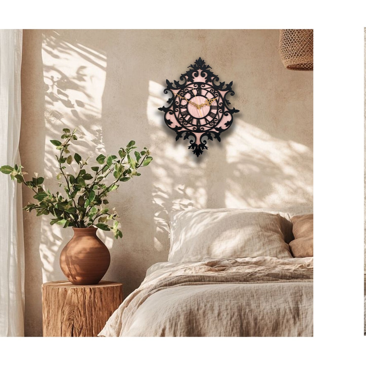 ornate wall art wooden clock