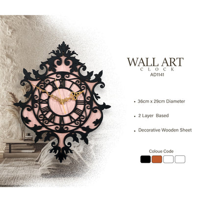 Ornate Wall Art Wooden Clock