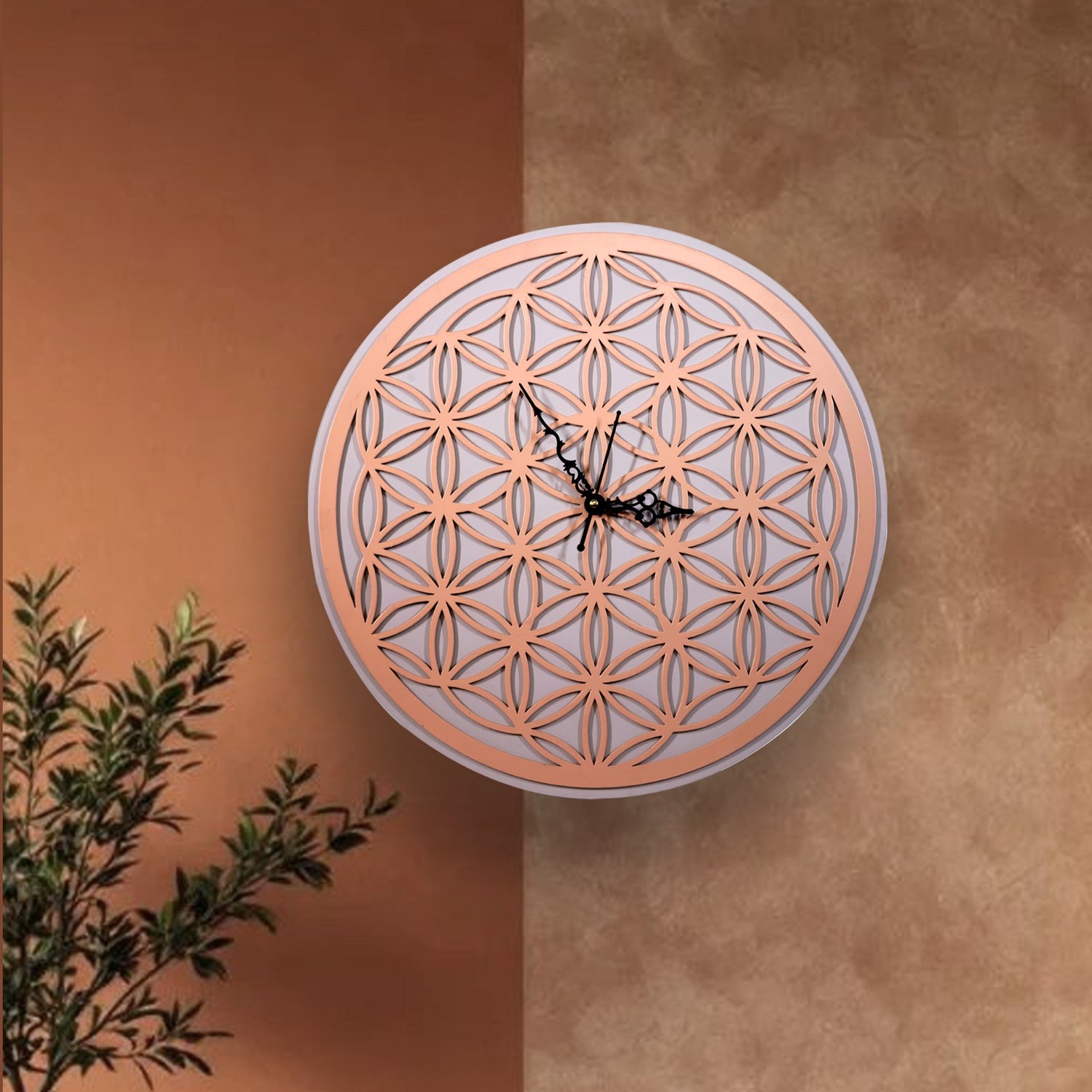 Geometric Flower Wooden Wall Clock