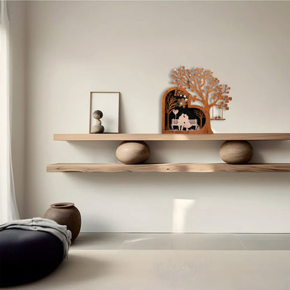 Romantic Couple Wall Art – Wooden Layered Tree & Swing Décor