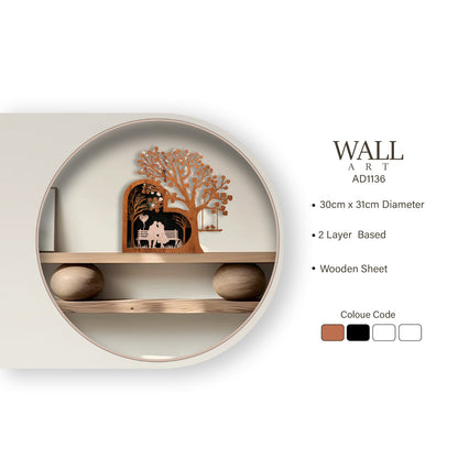 Romantic Couple Wall Art – Wooden Layered Tree & Swing Décor