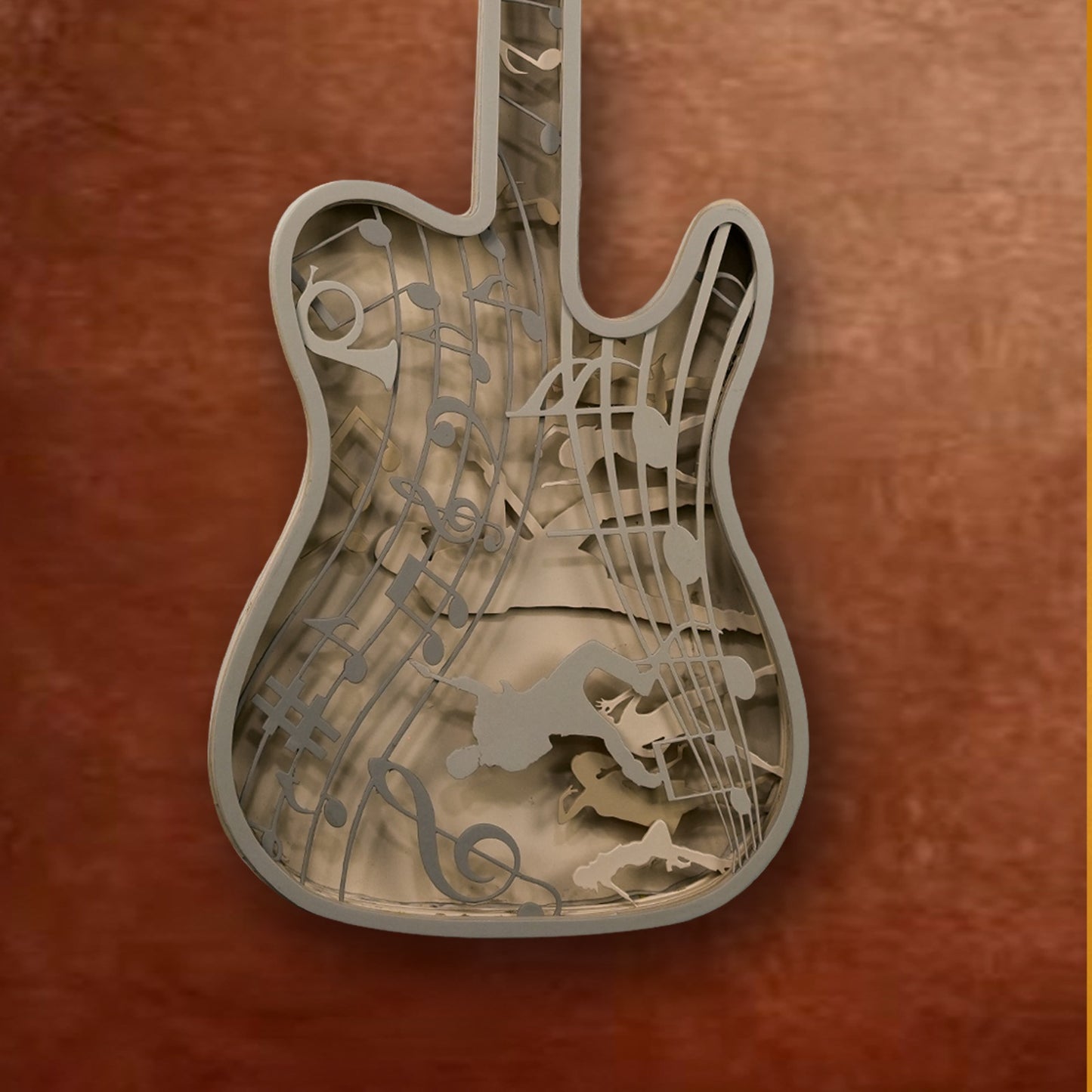 guitar wall art – modern 3d metal music decor for living room, studio & office