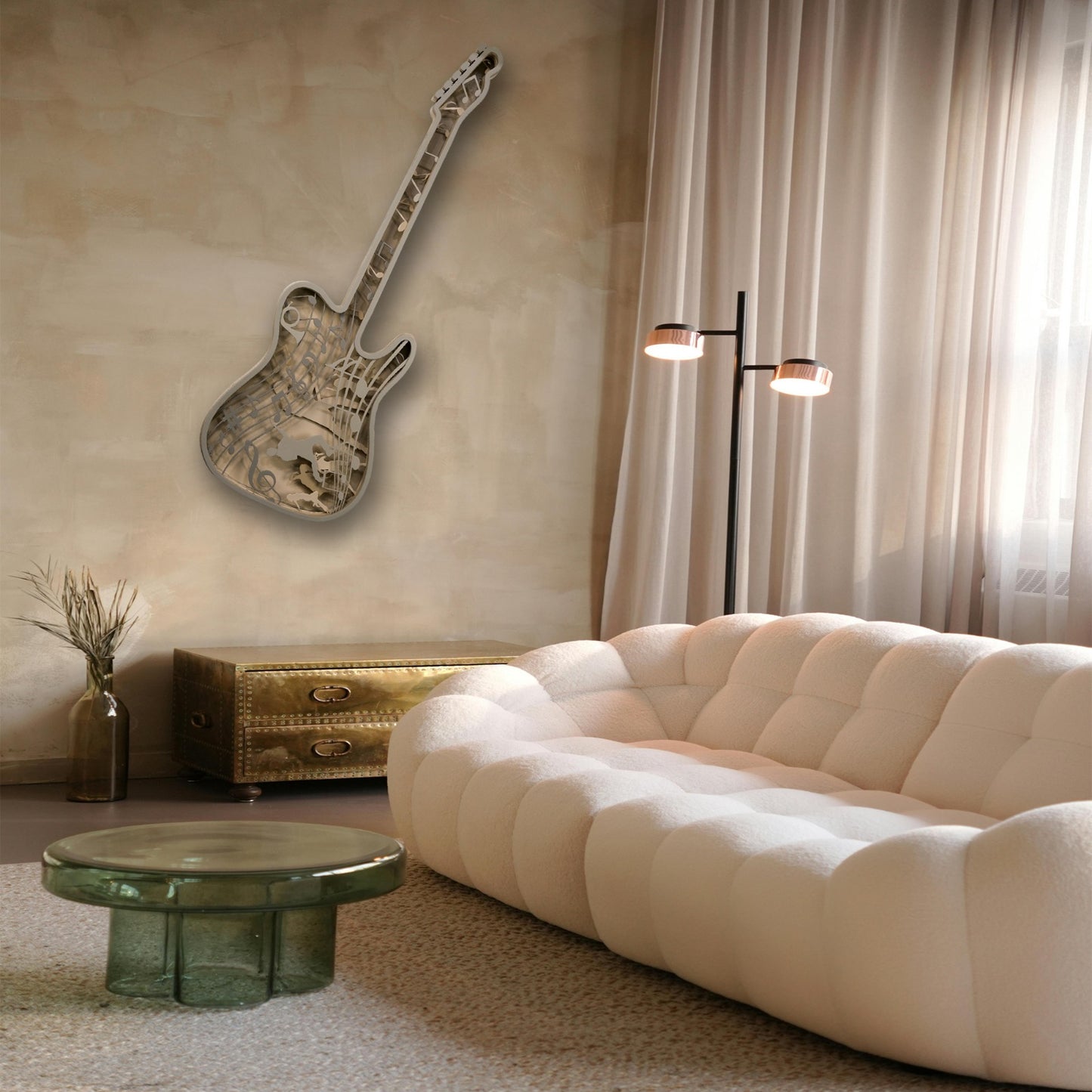 guitar wall art – modern 3d metal music decor for living room, studio & office
