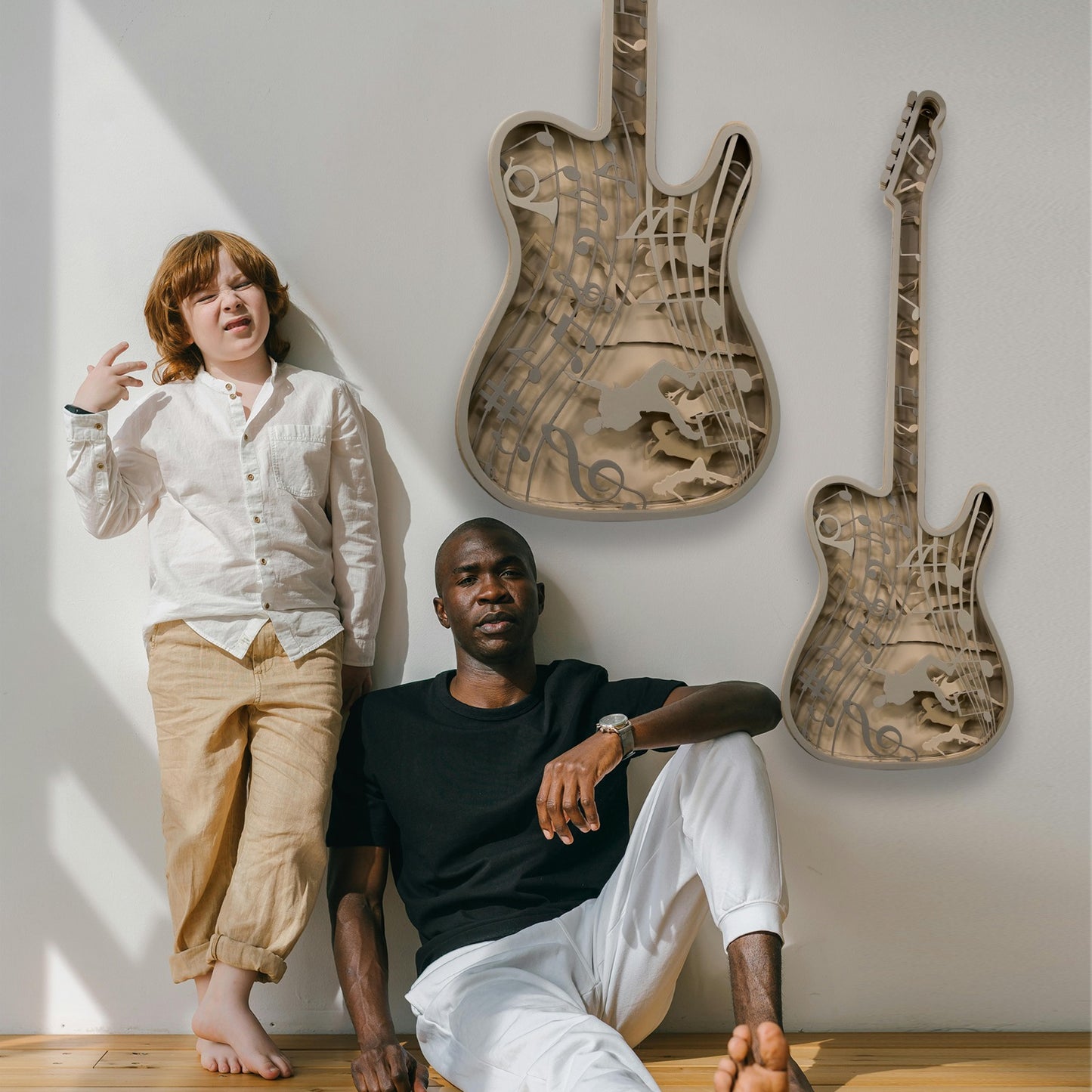 guitar wall art – modern 3d metal music decor for living room, studio & office