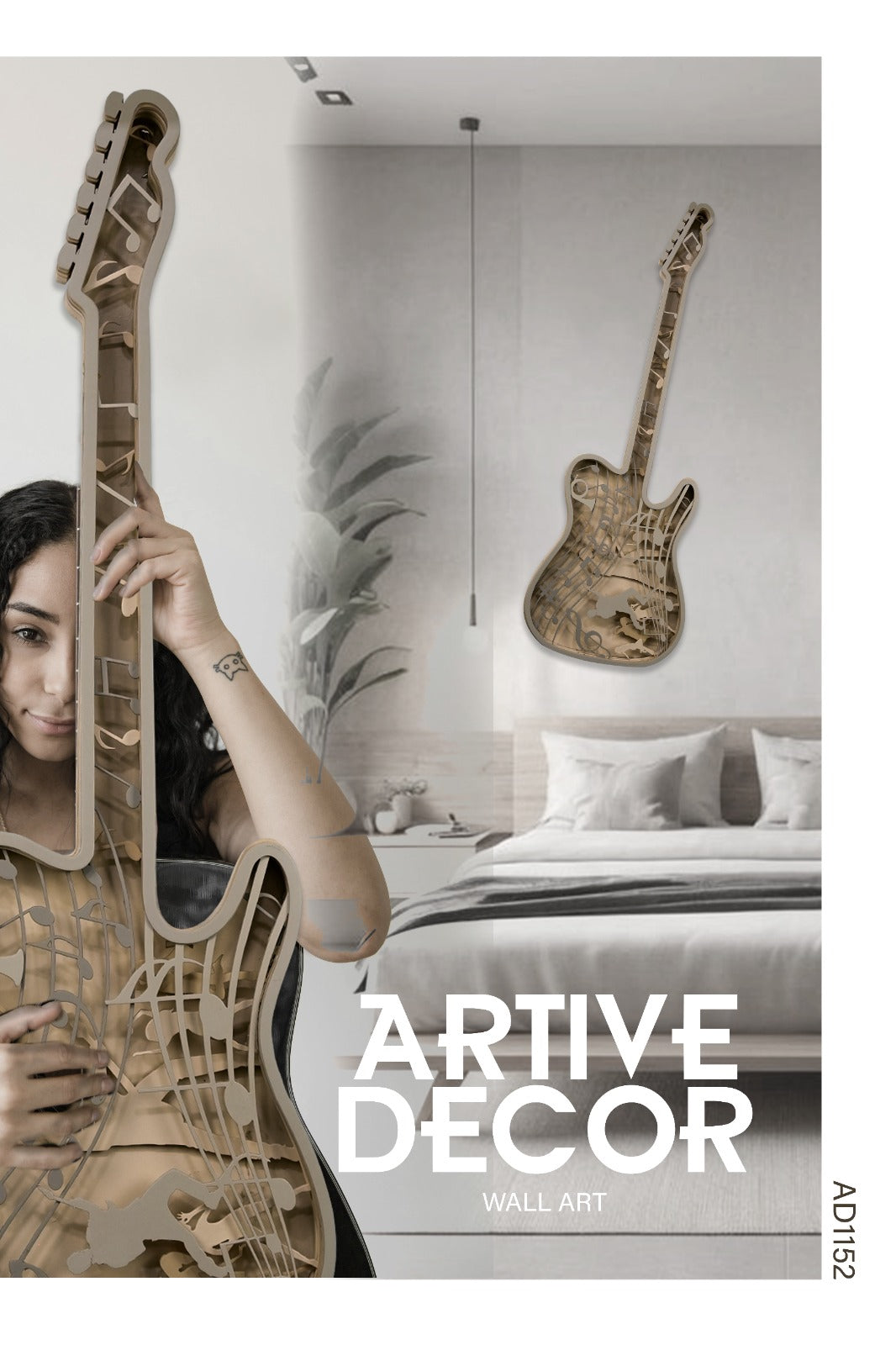 guitar wall art – modern 3d metal music decor for living room, studio & office