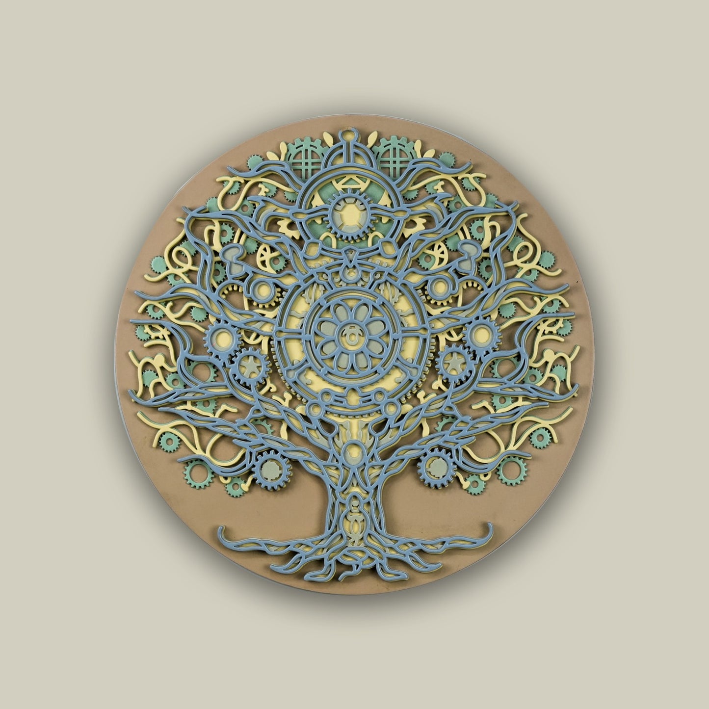 multi-layered wooden tree of life wall art