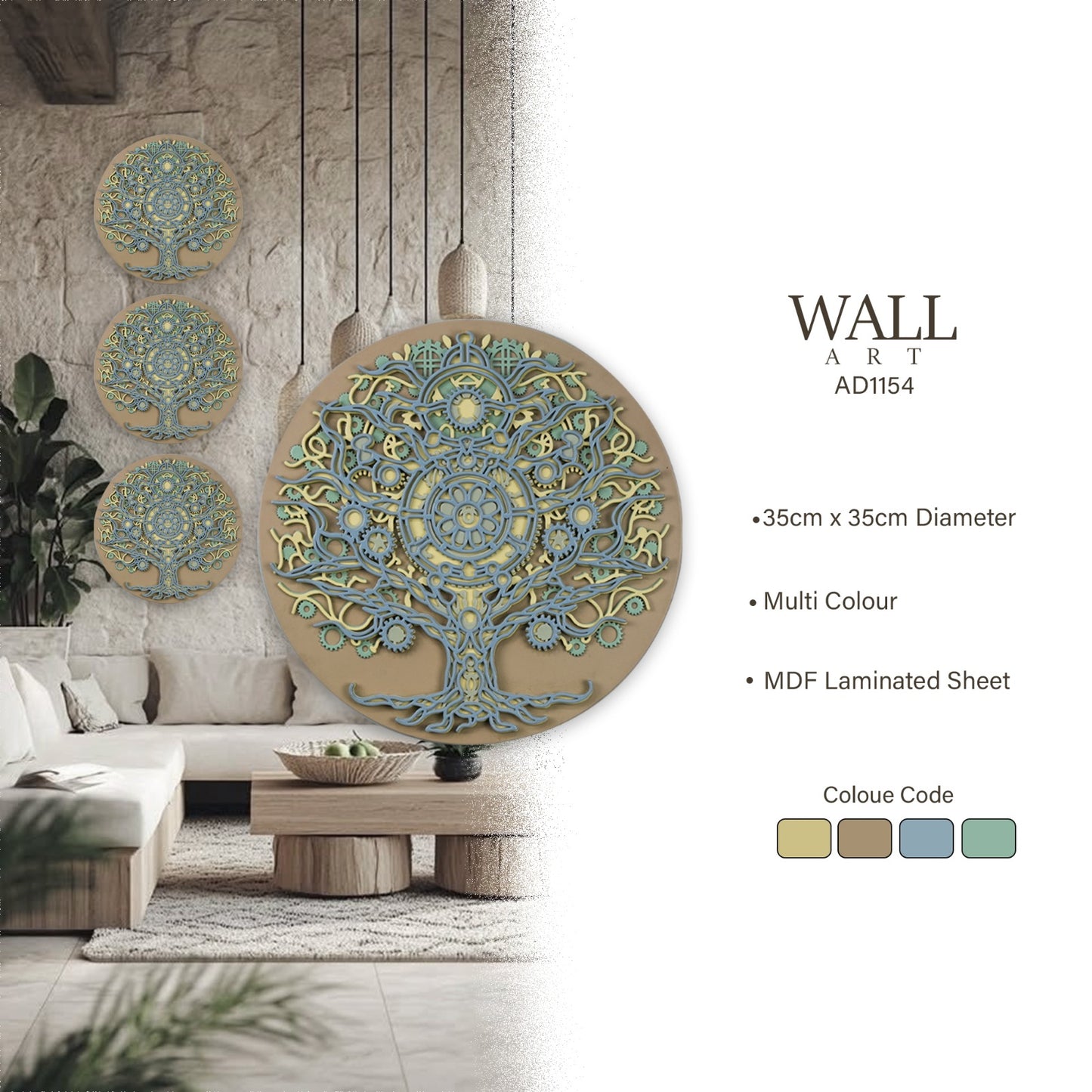 multi-layered wooden tree of life wall art