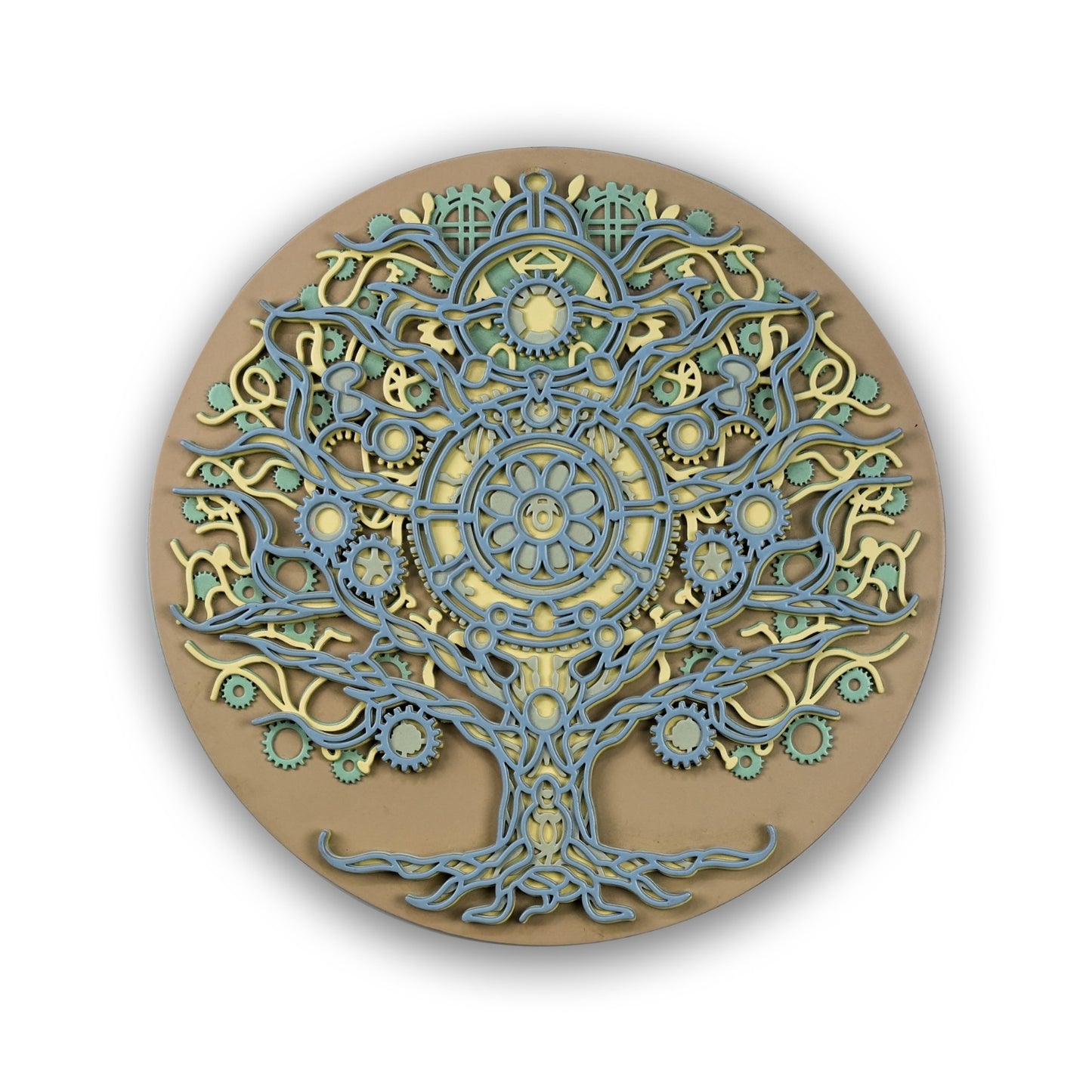 multi-layered wooden tree of life wall art
