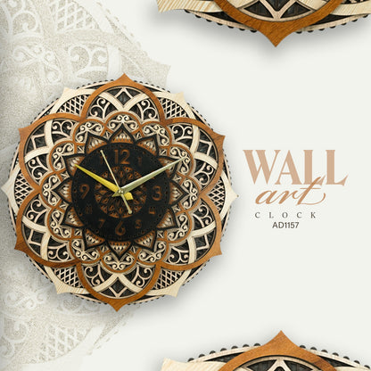 Luxury Wooden Mandala Wall Art Clock