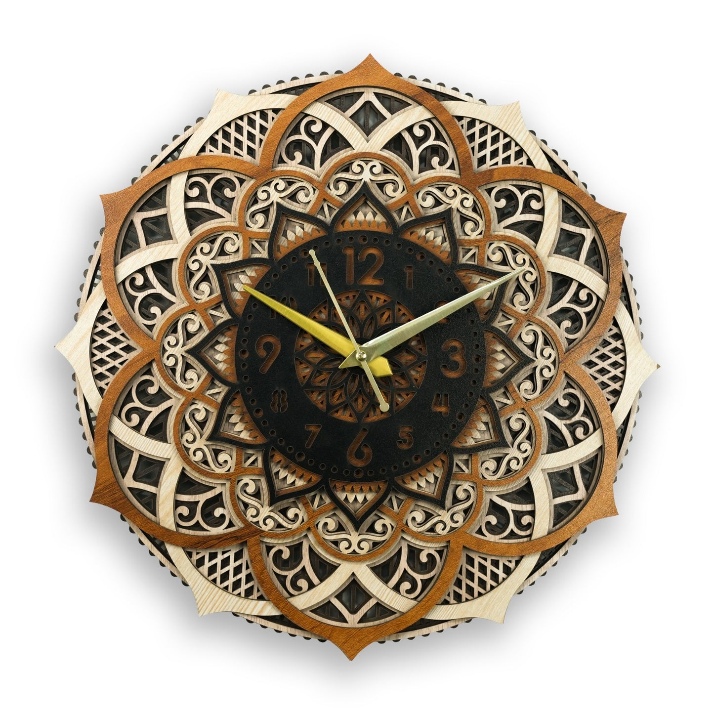 luxury wooden mandala wall art clock