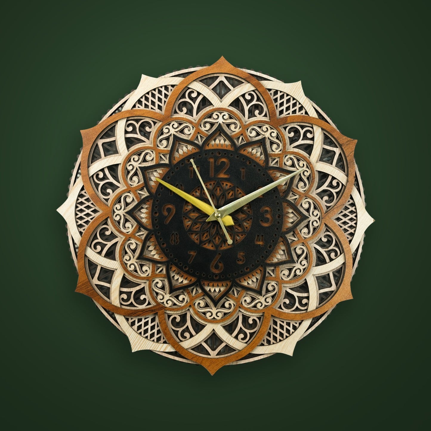 luxury wooden mandala wall art clock