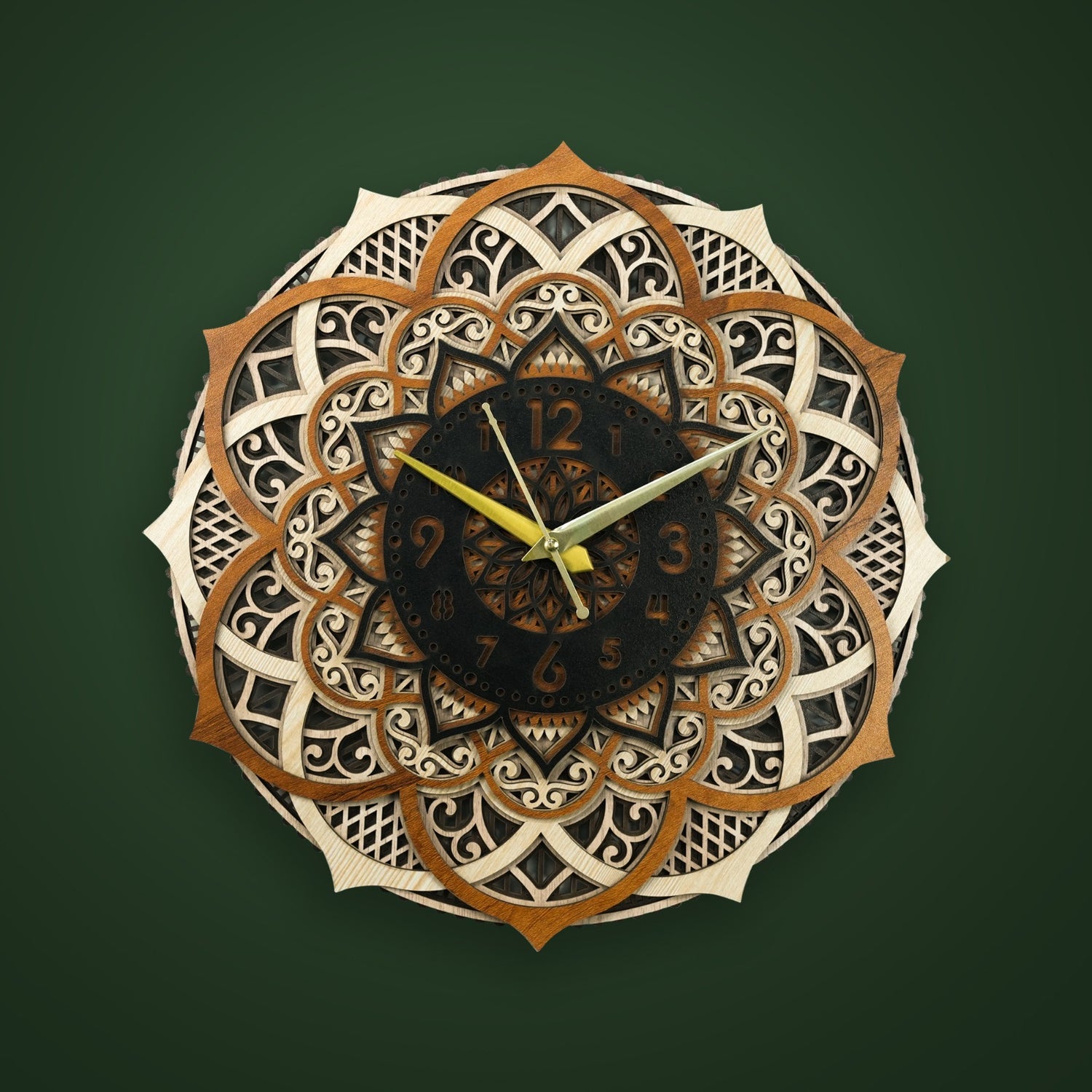 Luxury Wooden Mandala Wall Art Clock
